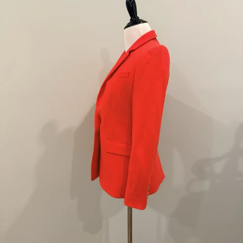 J.Crew Regent Blazer Wool Coral Red Size 2p One Button 2 Petite B0327 SPRING